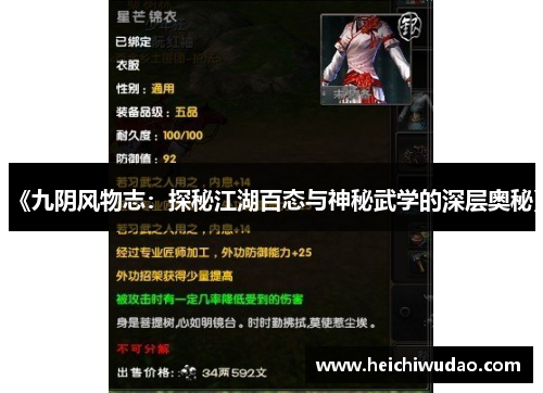 《九阴风物志：探秘江湖百态与神秘武学的深层奥秘》